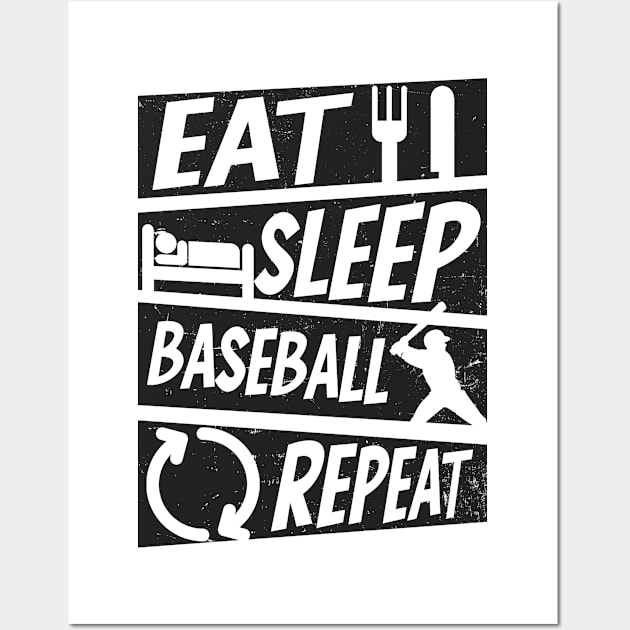 Baseball Player Shirt | Eat Sleep Repeat Wall Art by Gawkclothing